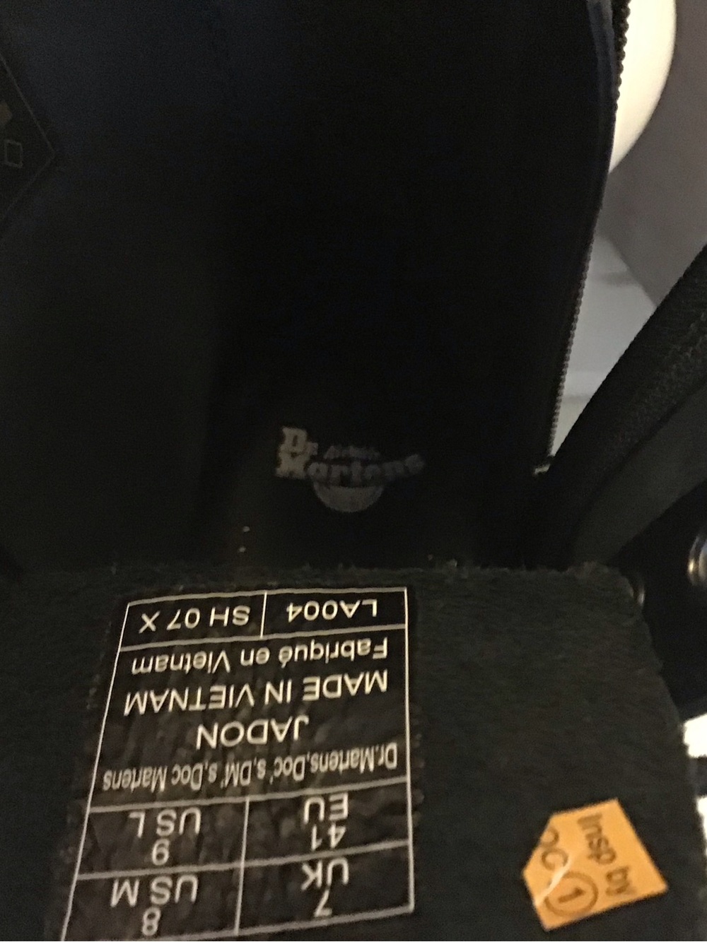 NWOT Dr. Martens Black Leather JadonPlatform Lace-Up Boots with Yellow Stitching - Picture 8 of 13